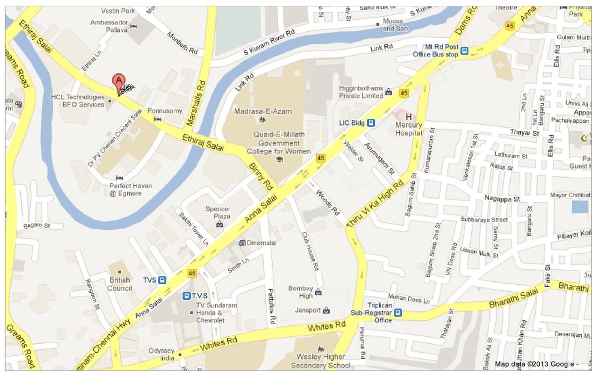 Ana Salai Chennai zemljevid