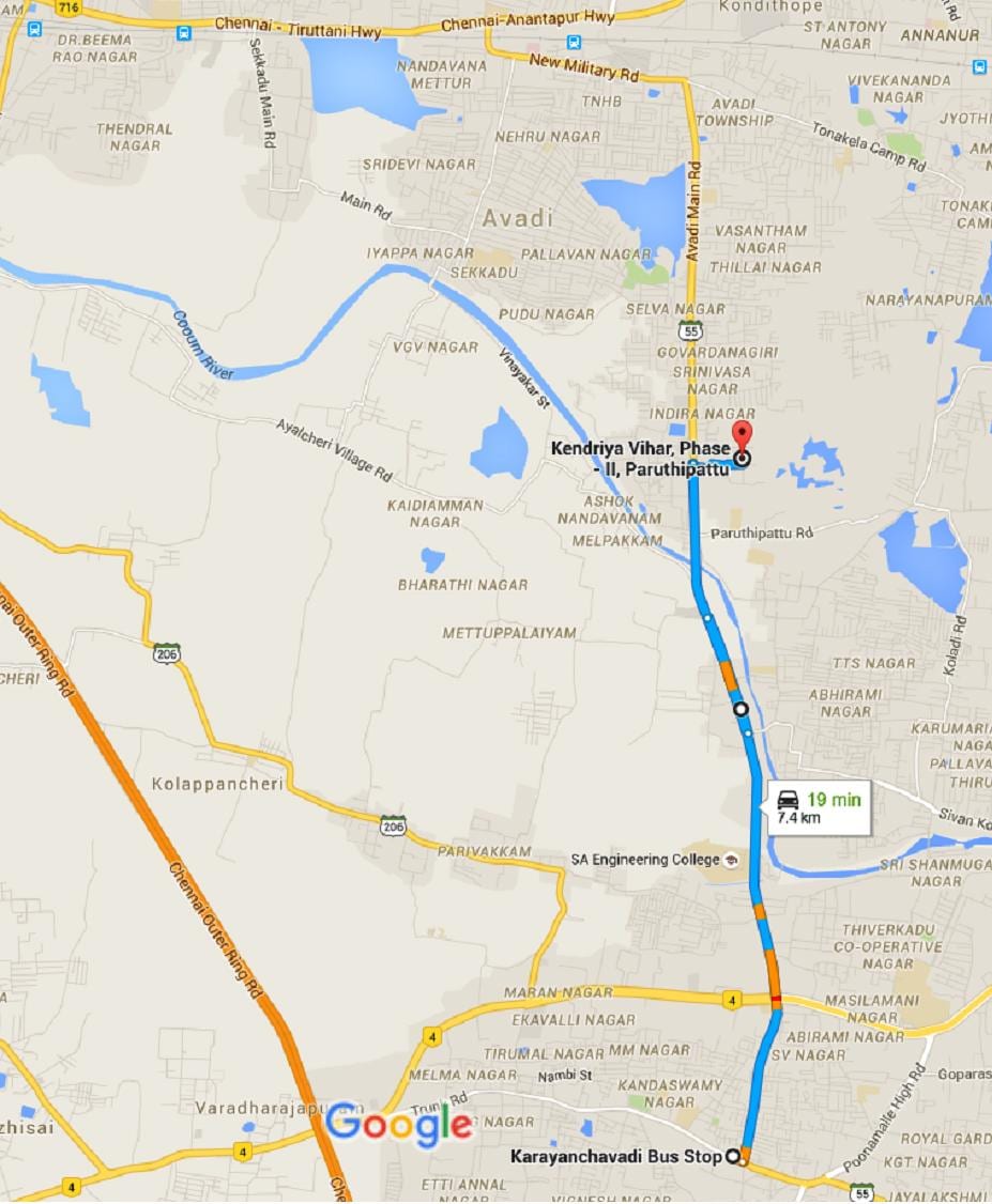 Chennai Avadi zemljevid