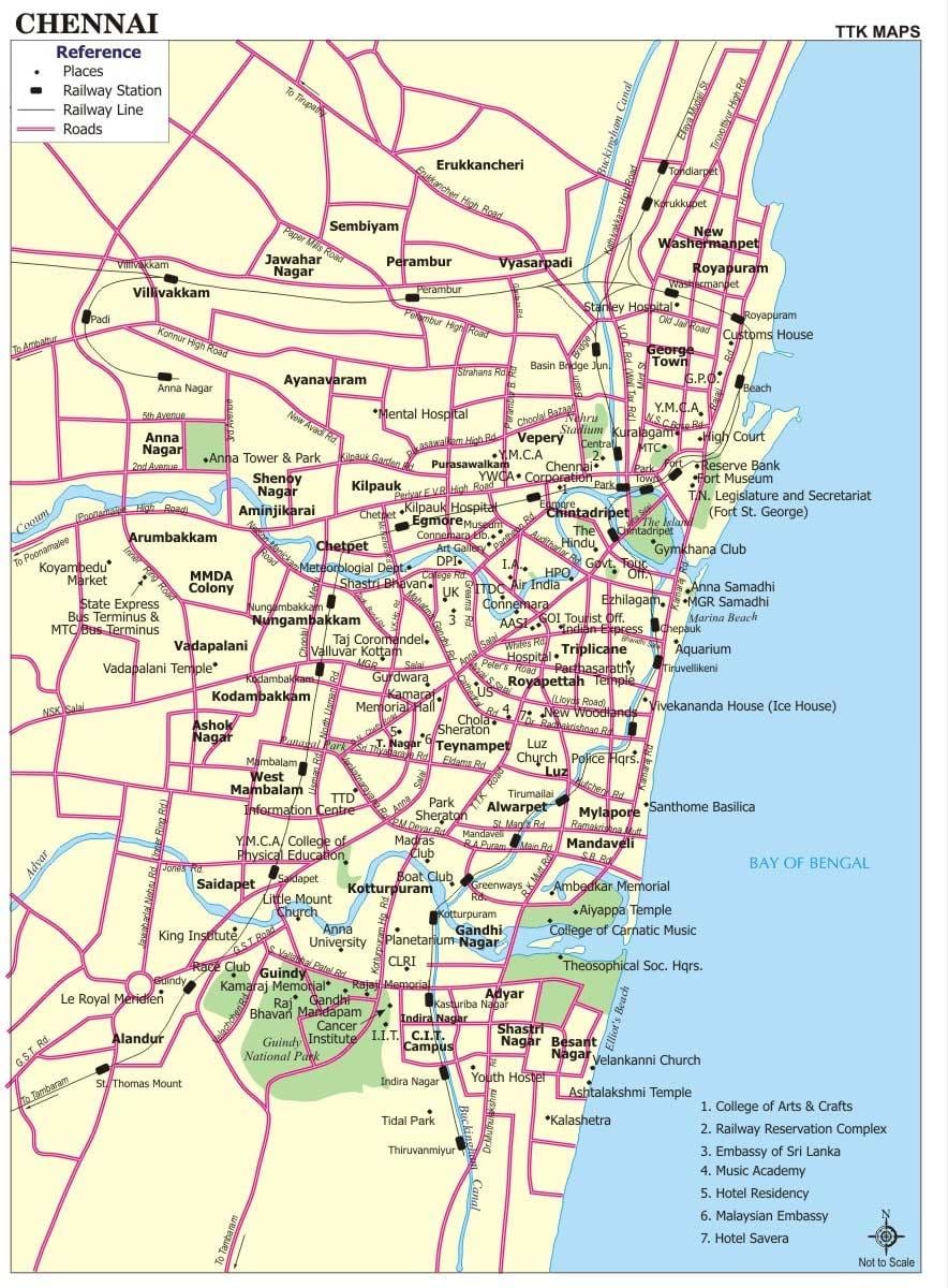 cestni zemljevid Chennai