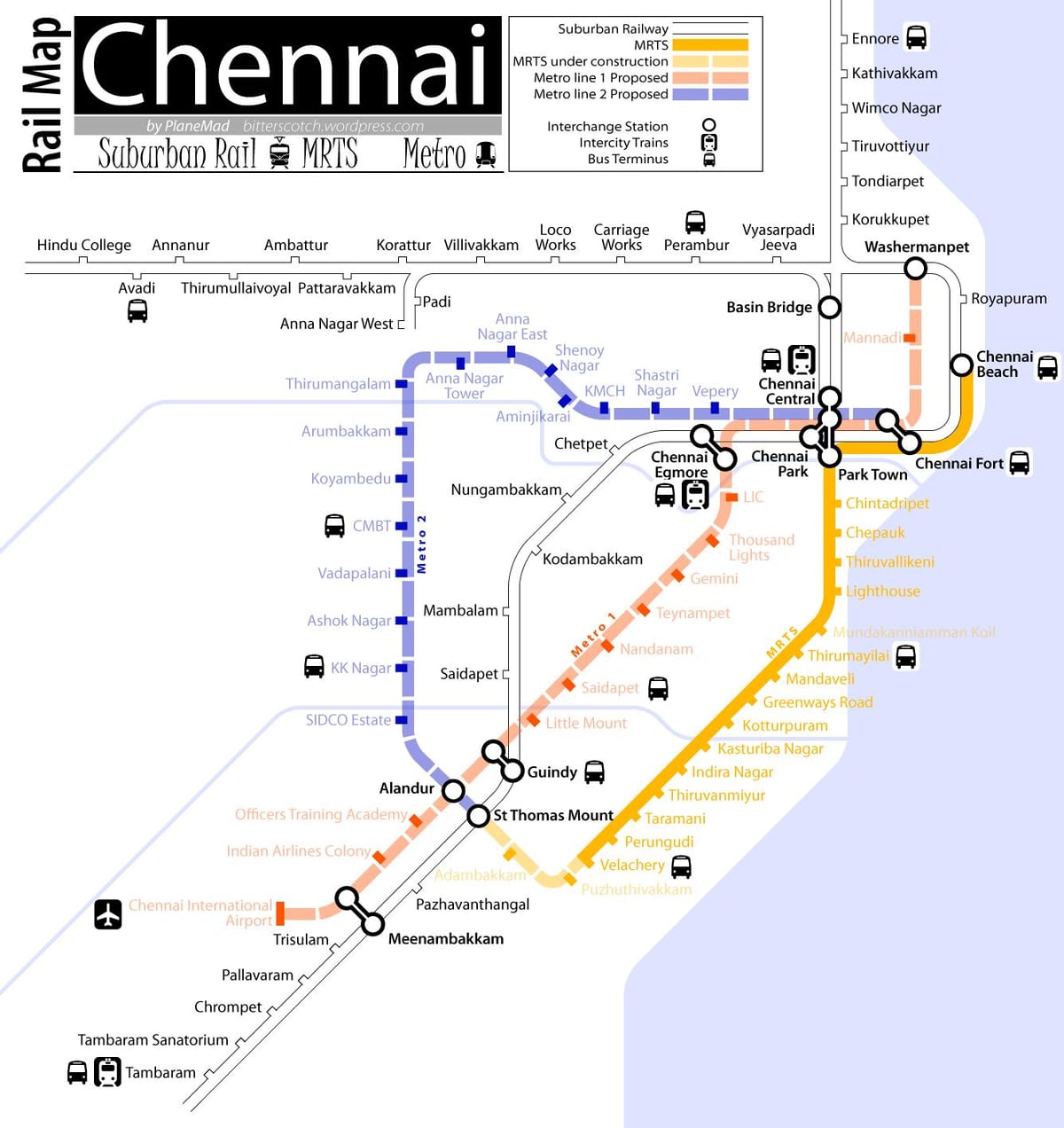 metro zemljevid Chennai