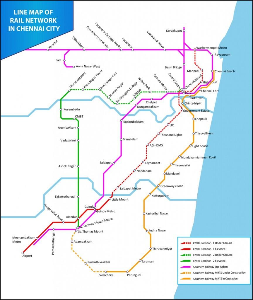 MRTS Chennai zemljevid