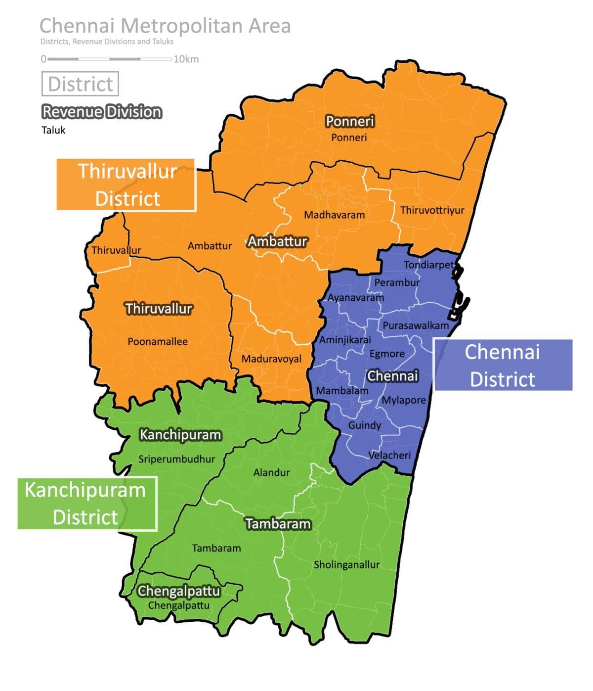 zemljevid Chennai okrožno