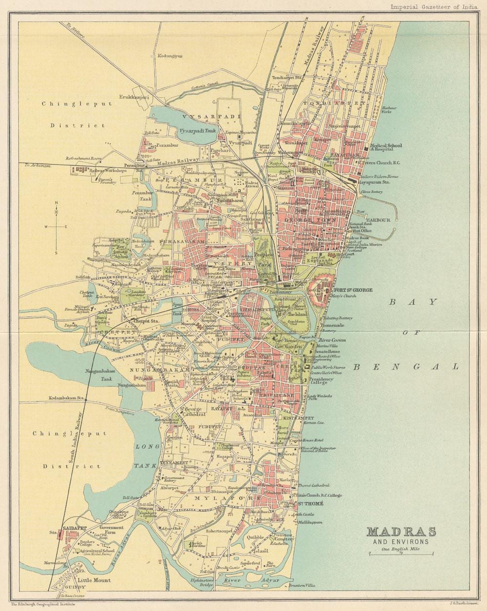 stari zemljevid Chennai