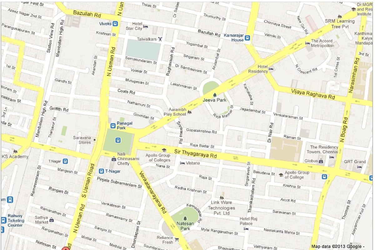 zemljevid Chennai t Nagar