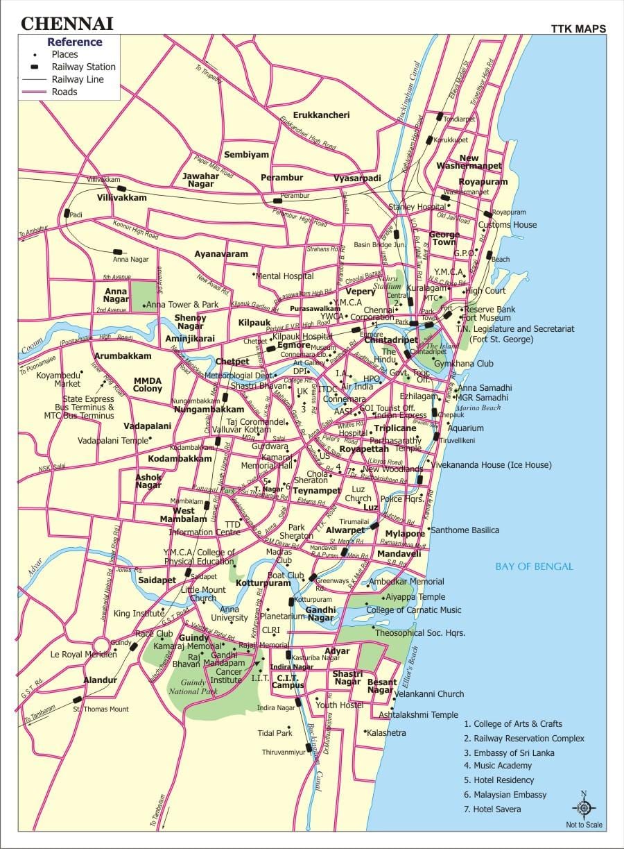 Chennai zemljevid mesta z ulice