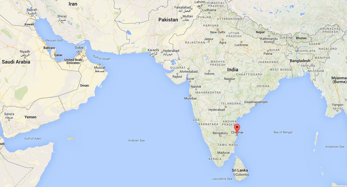 Madras v indiji zemljevid