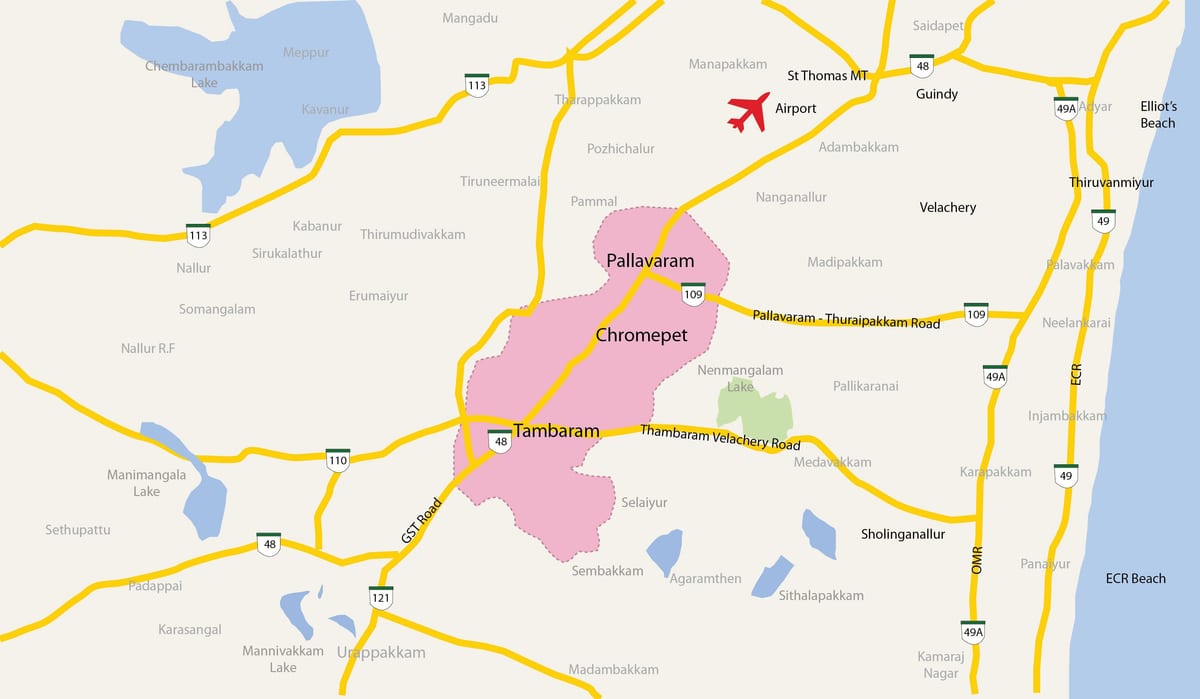 zemljevid Tambaram Chennai