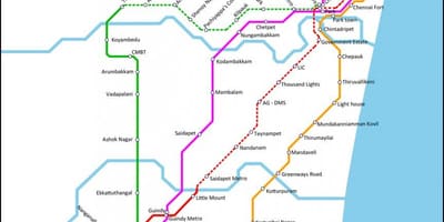 Chennai lokalni vlak poti zemljevid