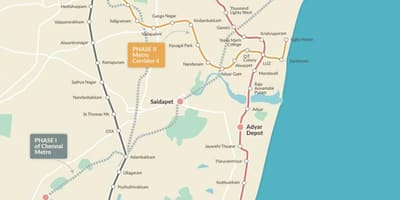 Metro železnica Chennai pot map faza 2