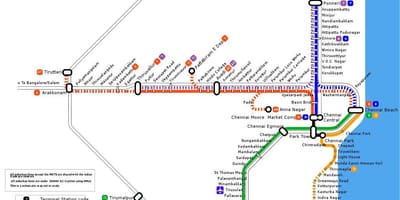 Chennai primestni železniški zemljevid