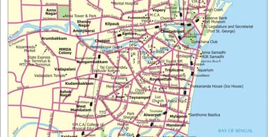 Chennai zemljevid mesta z ulice