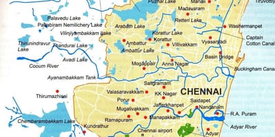 Chennai vodnih teles zemljevid